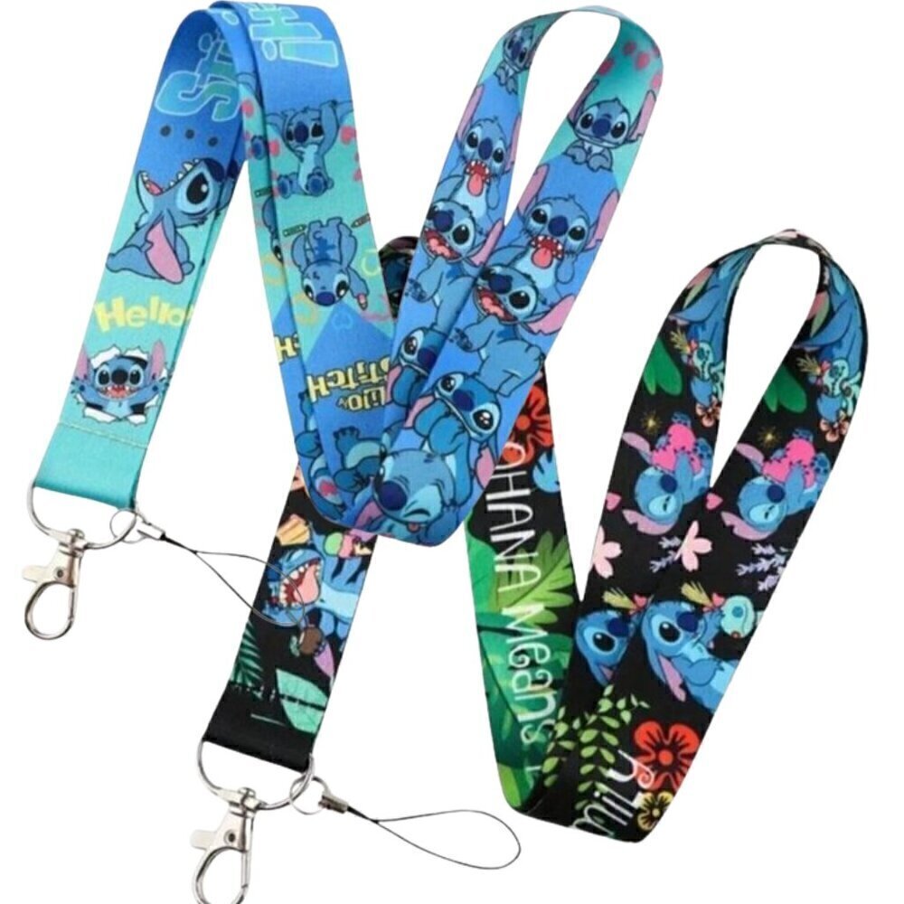 NWT Lot of 2 Disney Stitch Lanyards blue & black "Lilo & Stitch"